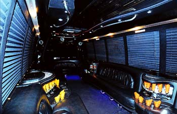 Las Vegas limo - Limo Coach - Party Bus Interior Photo - from Excalibur Limousine Service.